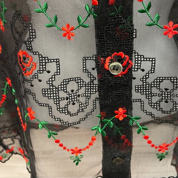 Comme des Garcons sheer floral embroidered blouse - Picture 4 of 5